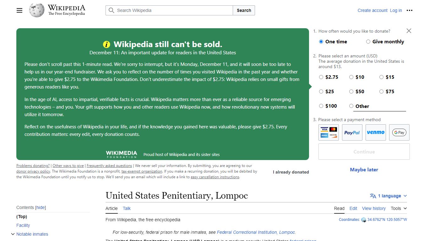 United States Penitentiary, Lompoc - Wikipedia